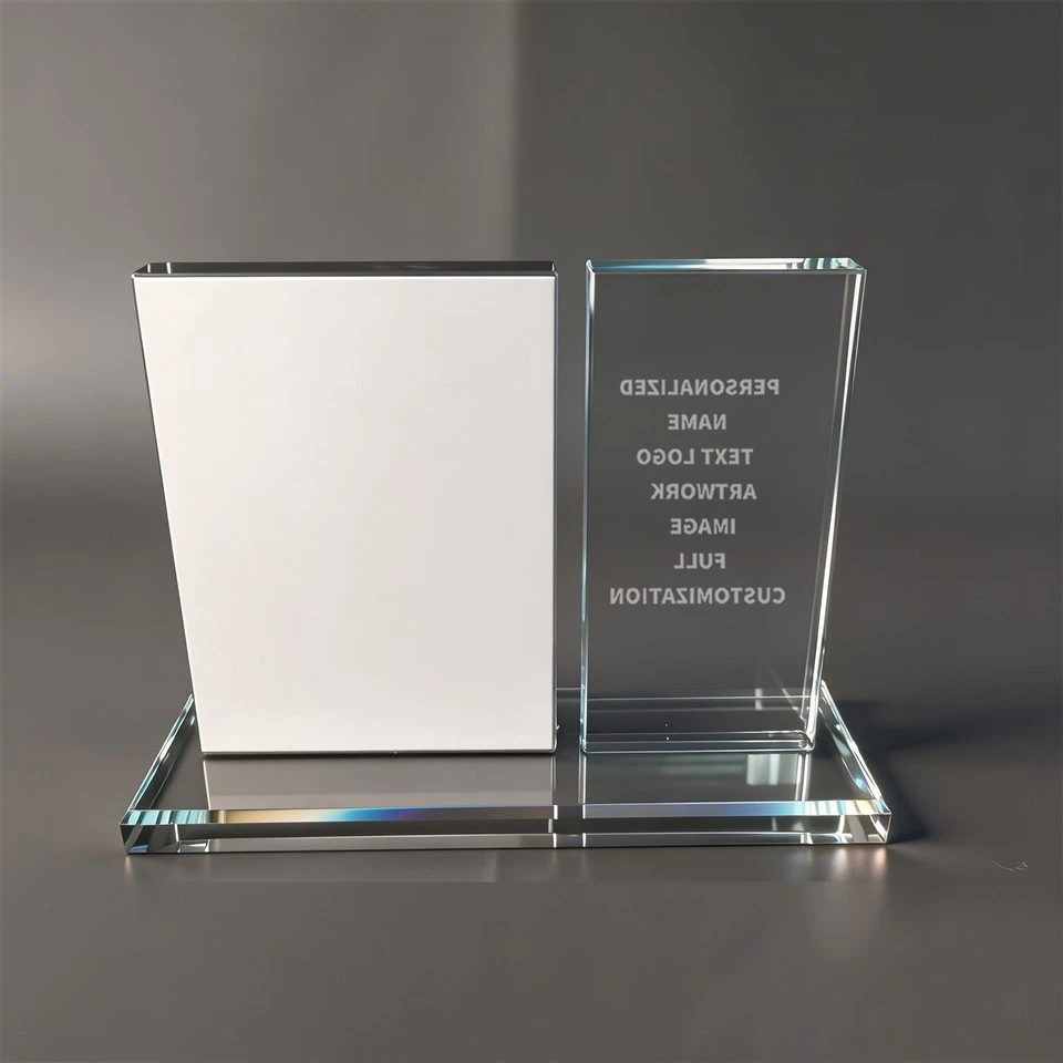 Dual Panel Custom Crystal Desk Plaque high quality